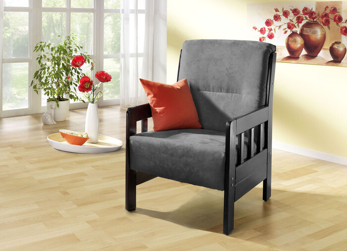 Sessel aus massiver Kiefer ANTHRAZIT
