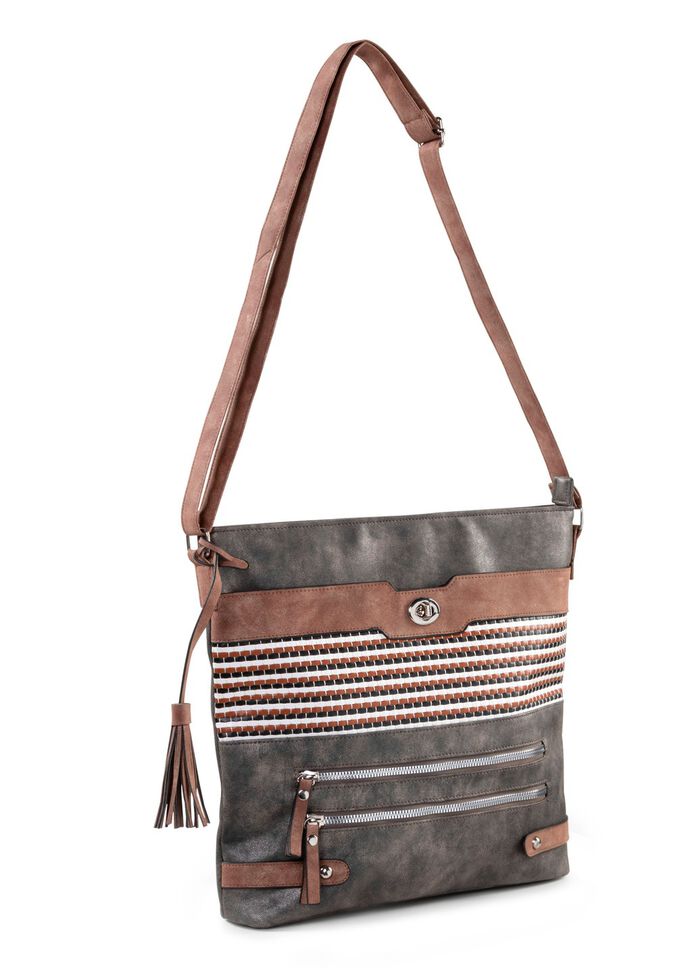 Tasche mit teilweise glitzernden Flechtdurchz&uuml;gen 