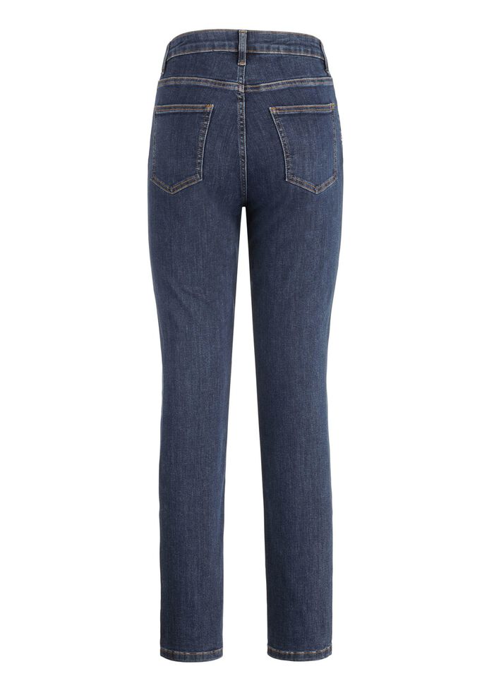 Jeans mit handbemalten, floralen Motiven 