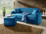Klick-Klack-Sofa mit Hocker und Dekokissen BLAU