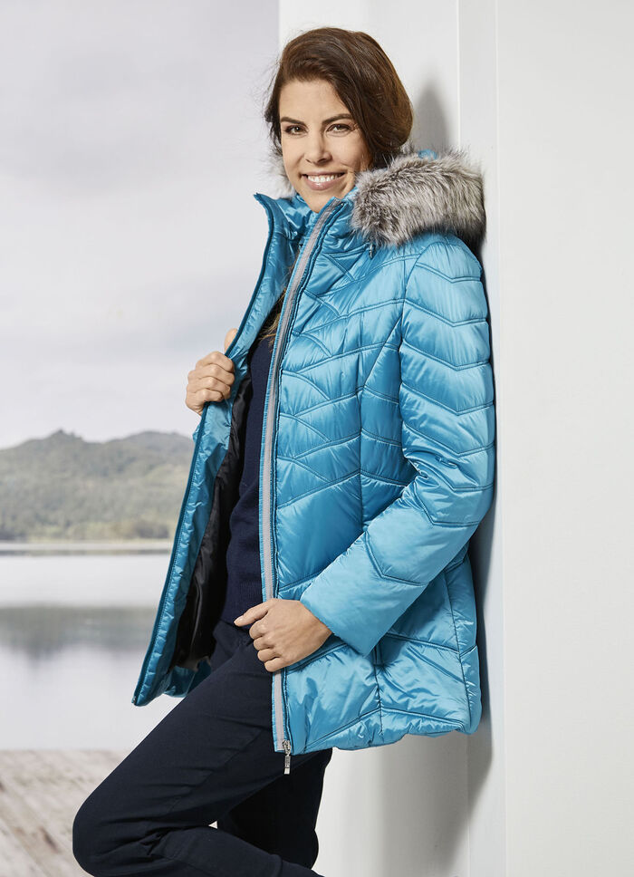 Jacke mit abnehmbarem Kunstpelz-Besatz 