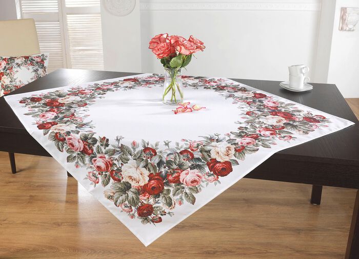 Aussdrucksstarke Tischdecke mit bezauberndem Rosen-Dessin 