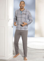 Pyjama mit Knopfleiste und aufgesetzter Brusttasche 