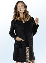 Long-Strickjacke in Materialmix   