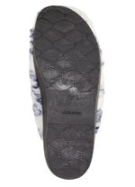 Pantoffel aus bedrucktem Plüschmaterial ECRU-BLAU