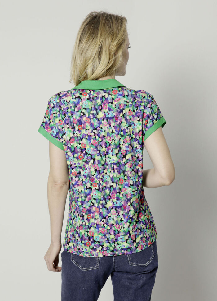 Poloshirt mit überschnittenem Ärmel 