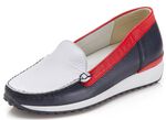 Waldl&auml;ufer, klassische Damen-Slipper, Weite H, mit herausnehmbarem Fussbett BLAU-WEISS-ROT
