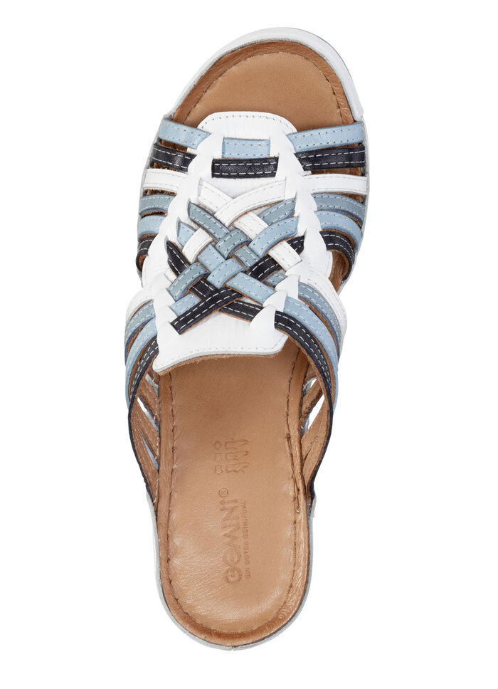 Gemini Pantolette mit raffinerten Flechtriemchen WEISS-BLAU