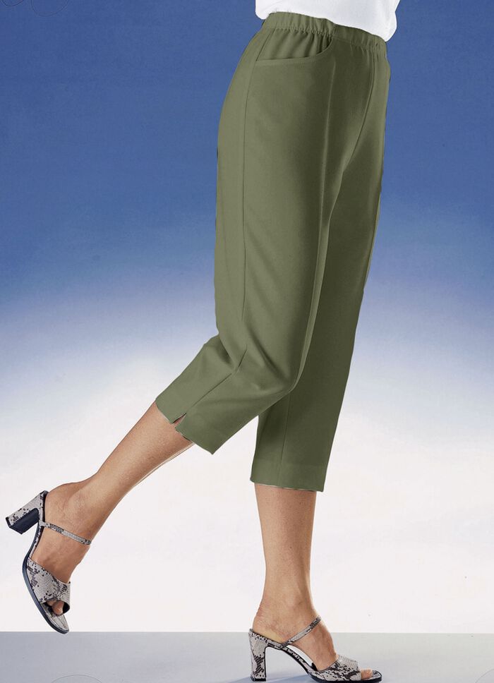 Caprihose mit praktischen Seitentaschen in 10  Farben OLIV