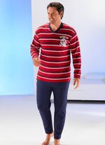 Pyjama mit V-Ausschnitt und garngef&auml;rbtem Ringeldessin 