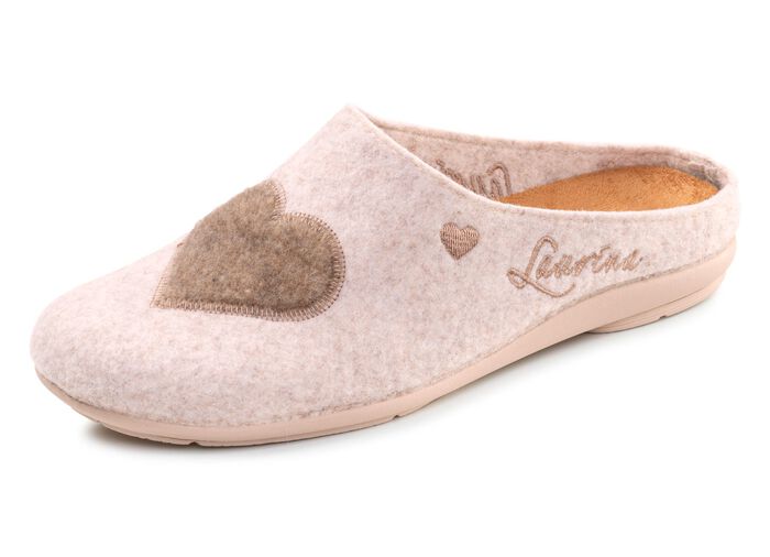Laurina, klassische Damen-Hausschuhe, mit herausnehmbarem Fussbett BEIGE