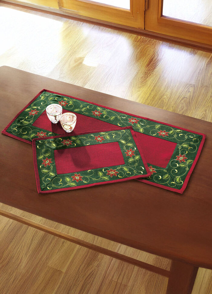 Traditionelle Tisch- und Raumdekoration mit Ilexzweig-Motiven ROT-GRÜN-GOLD