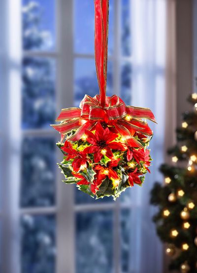 Aussergew&ouml;hnliches Gesteck mit 20-flammiger LED-Lichterkette 