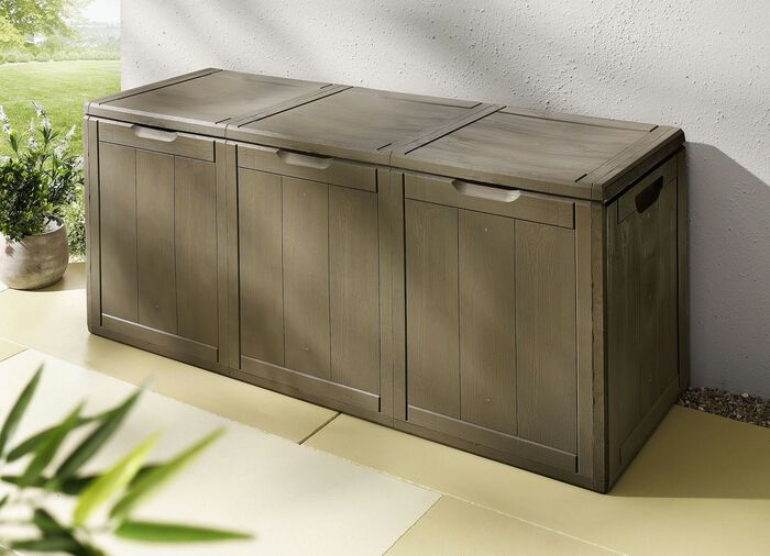 Spritzwasserbest&auml;ndige Aufbewahrungsboxen in Holzoptik 