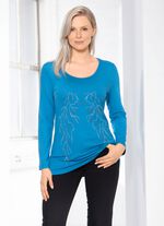 Bezauberndes Shirt mit Pl&auml;ttchenzier in 2 Farben HIMMELBLAU