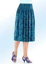 Rock mit figurfreundlicher, gesmokter Passe SCHWARZ-BLAU