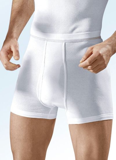 Hermko Dreierpack Unterhosen aus Doppelripp mit Eingriff, weiss 