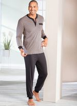 Schlafanzug mit Knopfleiste und B&uuml;ndchenabschl&uuml;ssen 