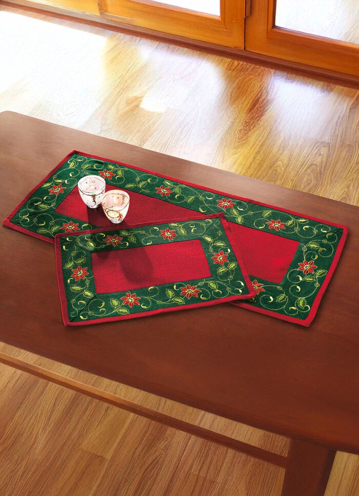 Traditionelle Tisch- und Raumdekoration mit Ilexzweig-Motiven ROT-GR&Uuml;N-GOLD