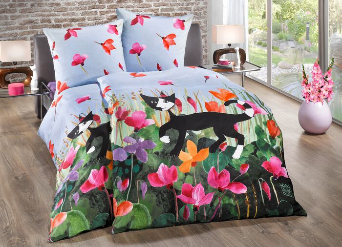 Feinbiber-Bettw&auml;sche-Garnitur mit Reissverschluss 