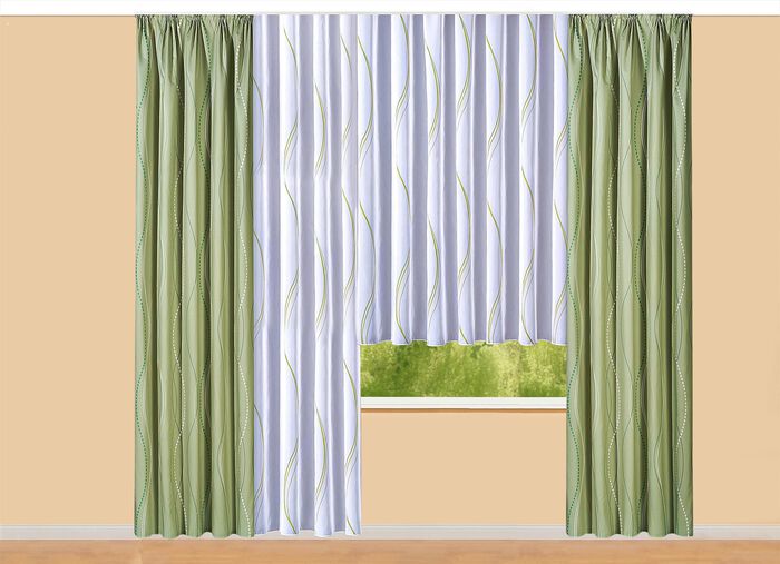 &Uuml;bervorhang mit Wellen-Dessin und Universalschienenband 