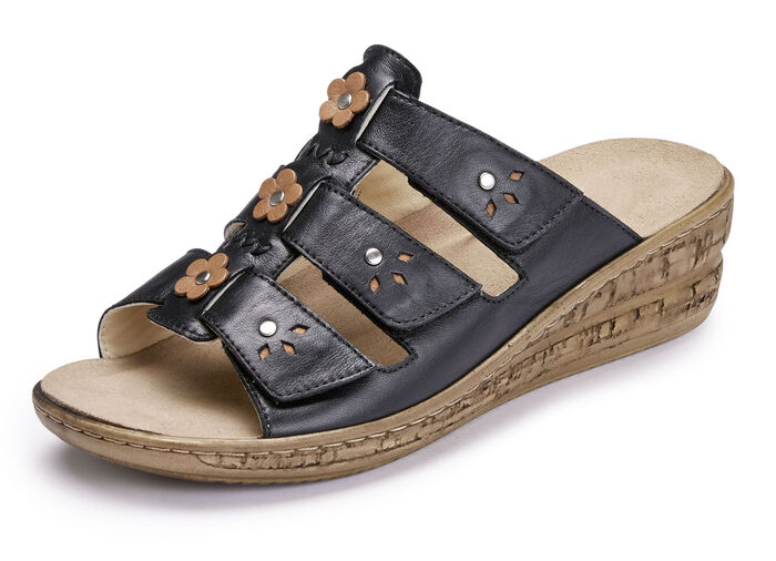 Gemini Pantolette mit verstellbaren Klettspangen SCHWARZ