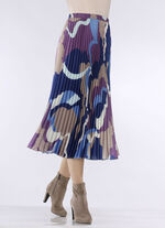 Plissee-Rock in ausdrucksstarker Dessinierung JEANSBLAU-MAUVE-BEIGE-ECRU