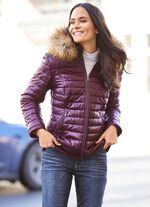 Lederjacke mit abtrennbarer Kapuze 