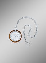 Taschenuhr mit Walnuss und Edelstahl Geh&auml;use 