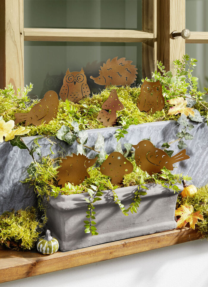 Dekostecker aus gerostetem Metall, 8er-Set 