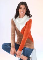 Pullover in superflauschiger Qualit&auml;t CAMEL-ORANGE-WOLLWEISS