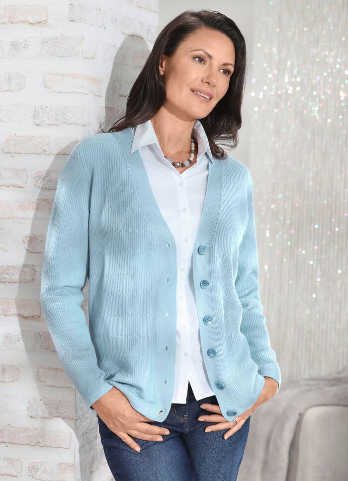 Strickjacke aus Schurwolle (Merino) HELLBLAU
