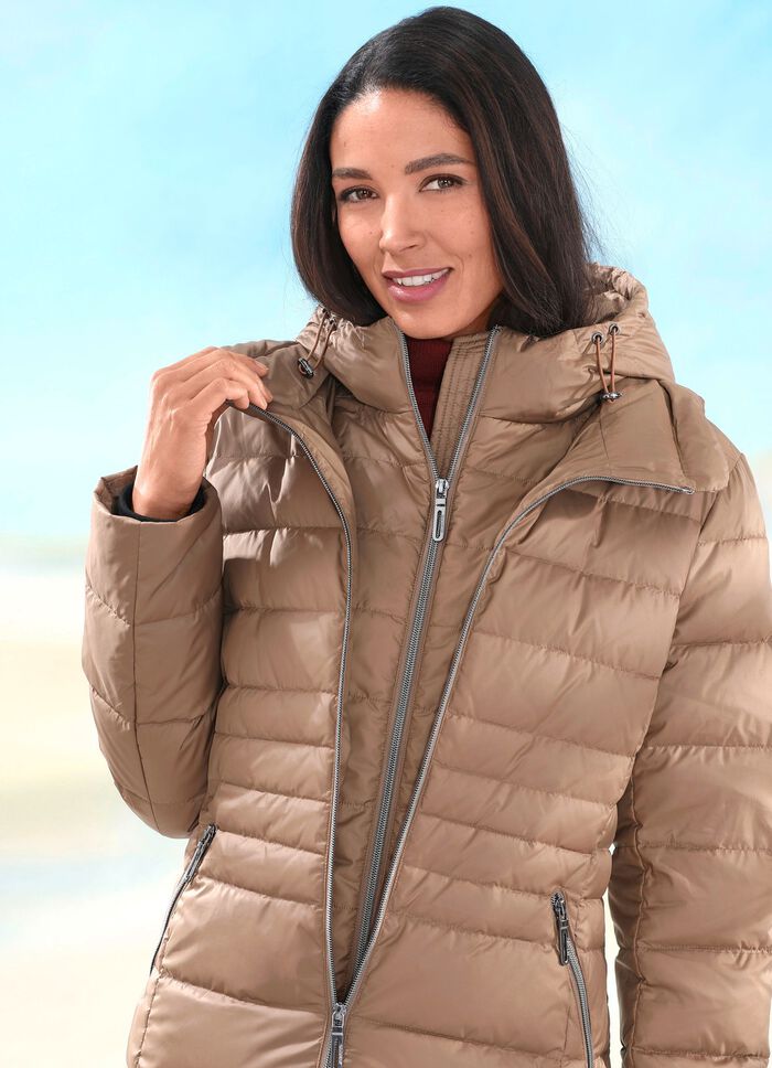 Daunen-Kurzmantel mit Rei&szlig;verschlussleiste 