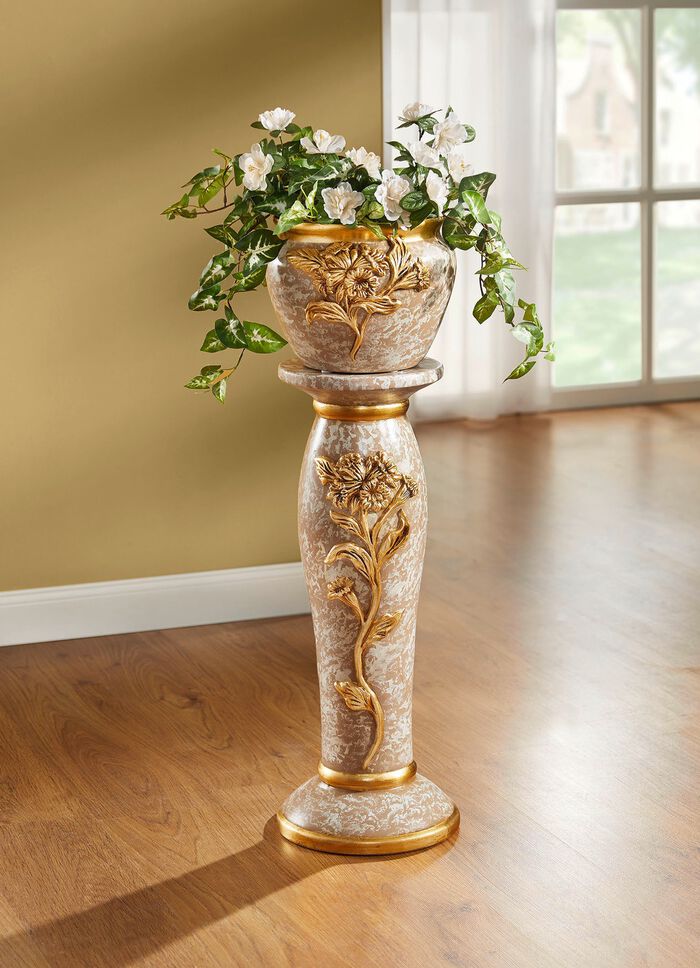 Handbemalte S&auml;ule mit &Uuml;bertopf 