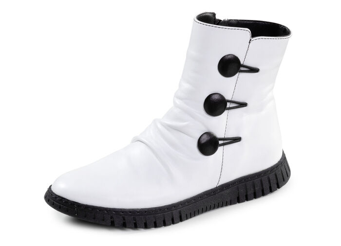 Gemini Stiefelette mit Raffung und dekorativen Knöpfen WEISS