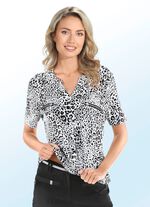 Shirt mit V-Ausschnitt und Zierblende 