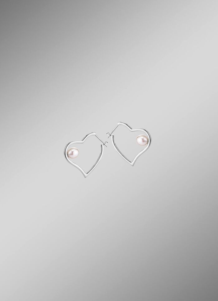 Herz-Creolen mit S&uuml;sswasser-Zuchtperlen 