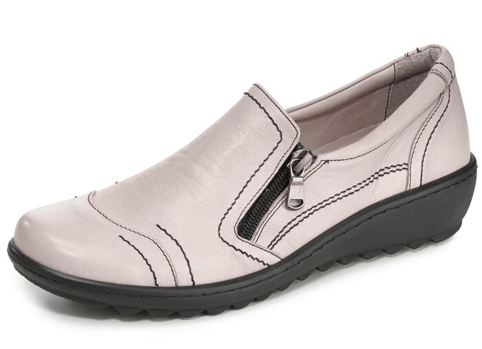 Gemini Slipper aus weichem Rind-Nappaleder KIESEL