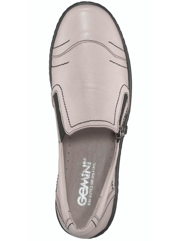 Gemini Slipper aus weichem Rind-Nappaleder KIESEL