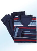 Zweierpack Pyjamas mit V-Ausschnitt und garngef&auml;rbtem Ringeldessin 
