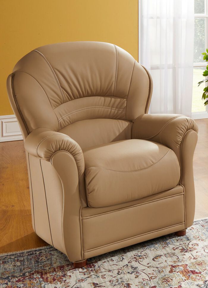 Polsterm&ouml;bel mit Bezug aus echtem Leder TAUPE