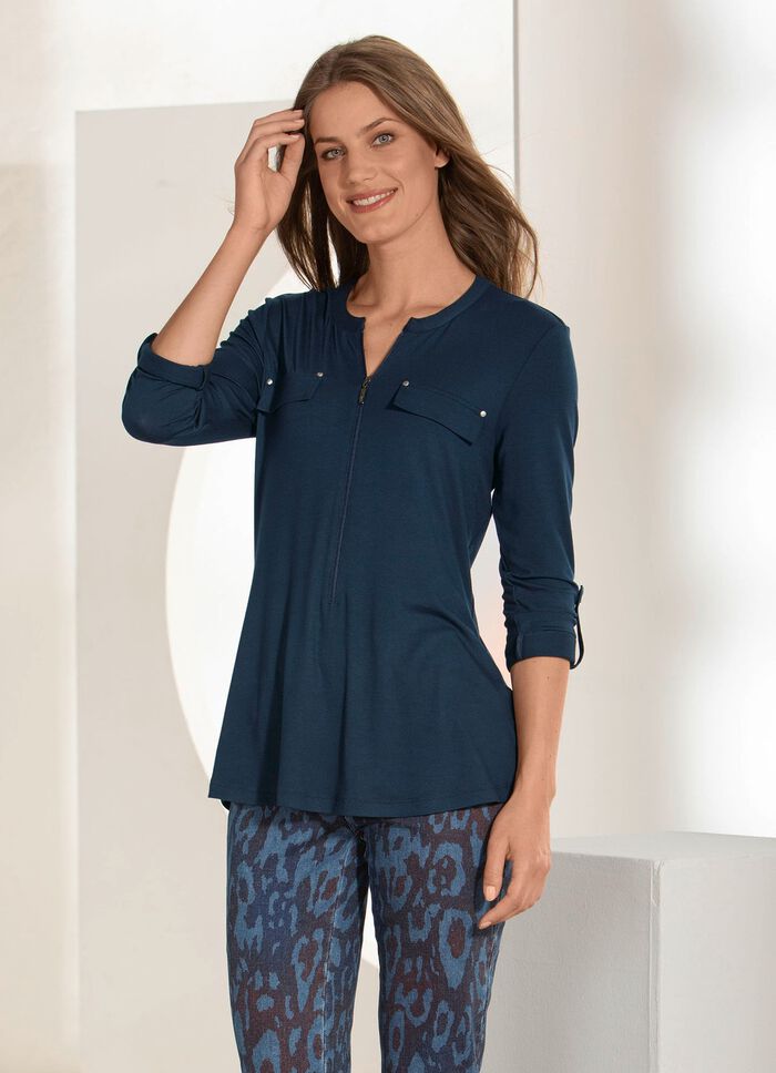 Shirt-Tunika mit modischem Stehkragen 