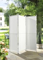 Witterungsbeständiger Paravent mit stabilem Stahlgestell WEISS