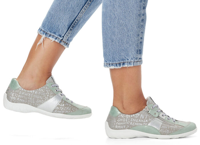Remonte Sneaker mit bedruckten Besätzen MINT-SILBERGRAU