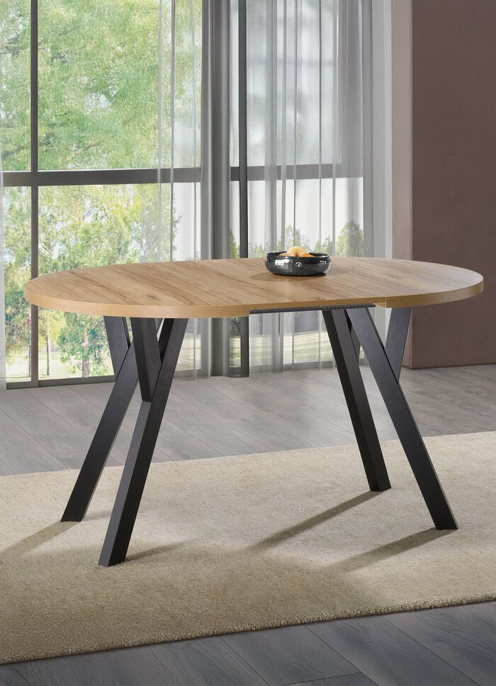 Esstisch mit Auszug auf massiven Buchenholzf&uuml;ssen 