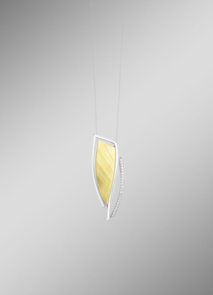 Moderner Anhänger in Bicolor mit Zirkonia 