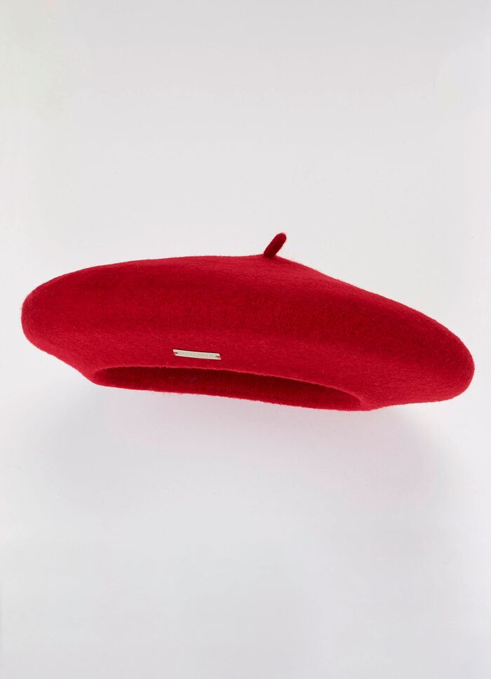 Seeberger, Damen-Baskenm&uuml;tze, aus Schurwolle FEUERROT