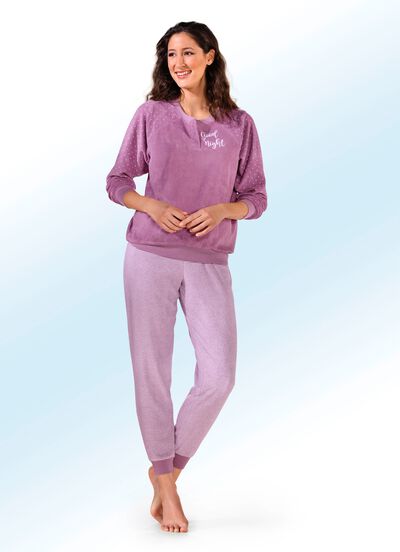 Pyjama aus Frottierstretch mit Knopfleiste 