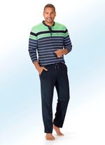 Hajo Klima Komfort Pyjama mit Knopfleiste, garngef&auml;rbtem Ringeldessin  