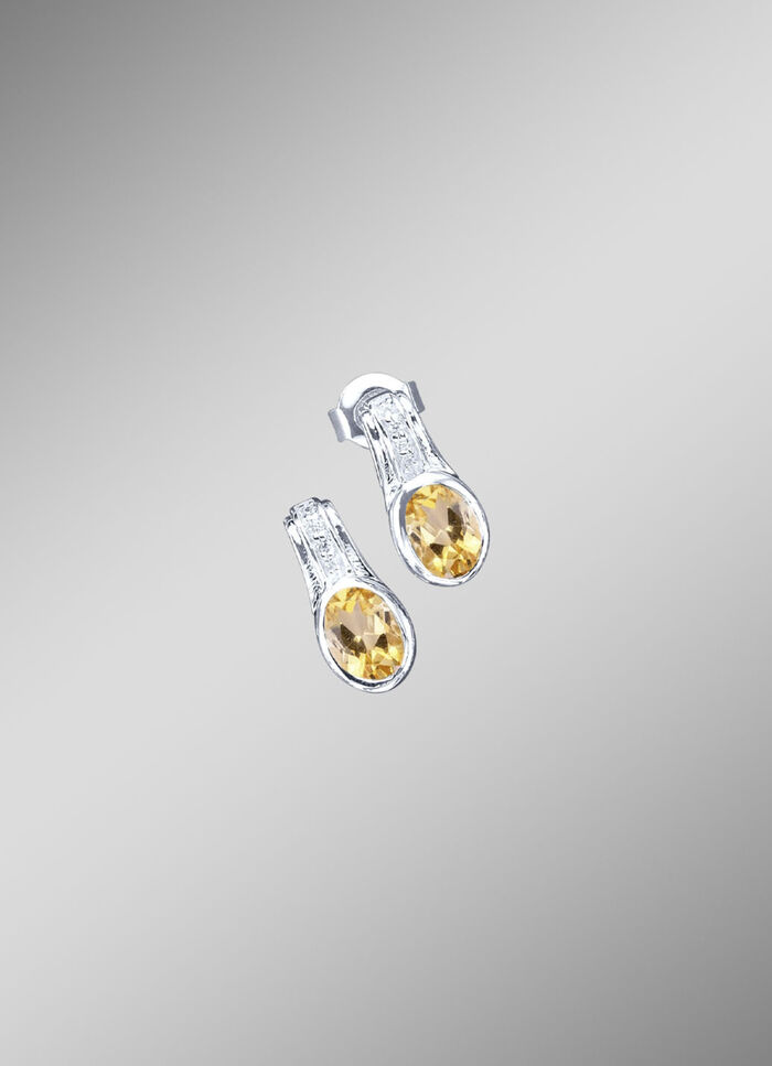 Ohrstecker mit echt Citrin und synth. Zirkonia 